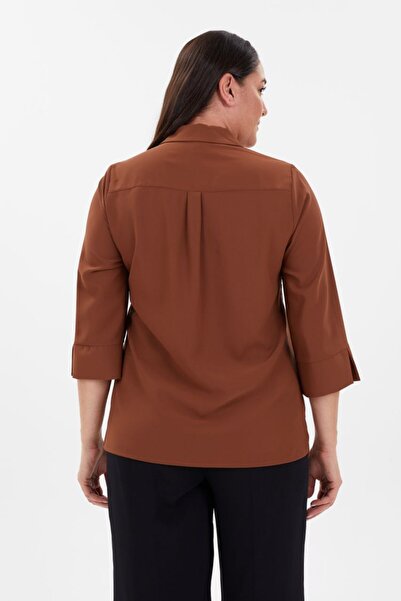 FUERTE XL Plus Size Chiffon Blouse with Pearl and Buckle Detail