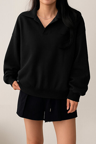 mercoledi Guler polo unisex cu decolteu în V basic supradimensionat Swe tricou