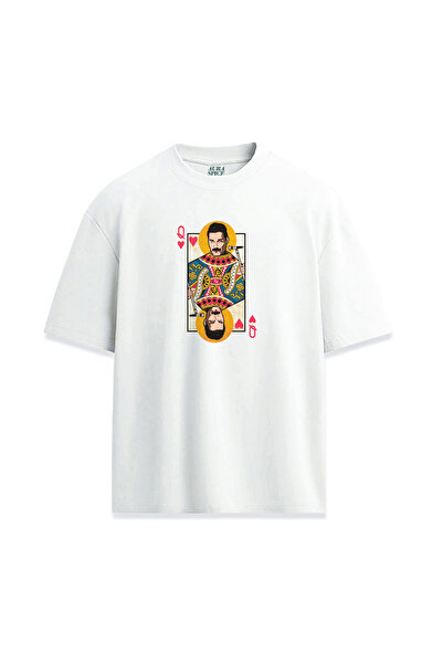 Darkia تي شيرت مريح للجنسين مطبوع عليه تصميم لعبة الورق "ملكة فريدي ميركوري"