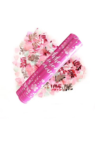 Teo Confetti Cannon, , Heart Confetti and Love Message, 40 x 5 cm, Pink White