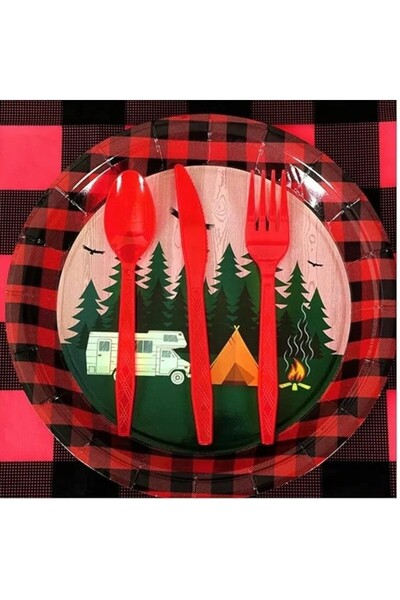 Flippy Set 10 Disposable Plates, Flippy, 23 cm, Camping Model, Multicolor