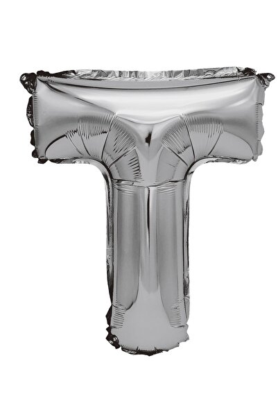 SDX Market Balon folie metalizată argintie, Mirific Party, Litera T, 40 cm, Argintiu