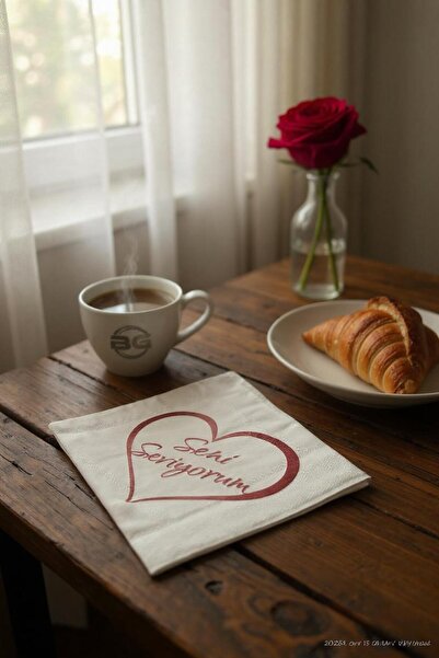 Cadde Süs مناديل حمراء بتصميم "أحبك" عبوة من 20 قطعة