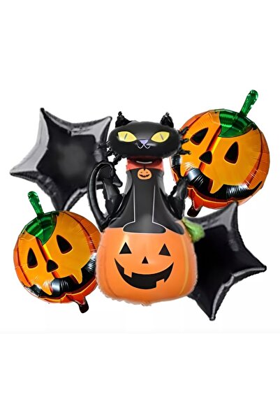 Flippy Set 5 Metallic Foil Balloons Flippy, Figurines, Halloween, Air/Helium, 90x60cm, 45cm, Orange-Black