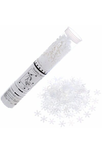 Flippy Confetti Cannon 30 cm - White Paper Snowflakes, PET Packaging