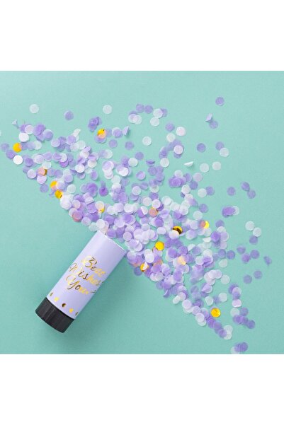 Flippy Best Wishes Confetti Cannon, 11 x 4 cm, Dotted Paper & Foil, Purple