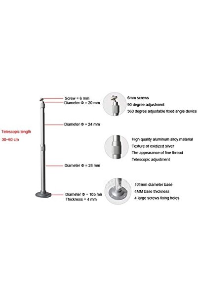 Wownect Projector Bracket [30-60cm] Universal Aluminium Ceiling Mount 360° Degree Accessories Hange