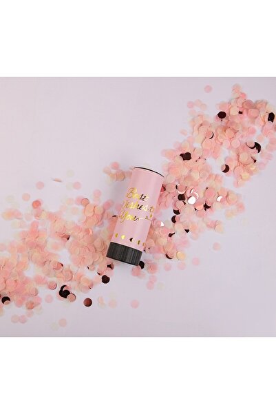 Flippy Confetti Cannon 'Best Wishes' 11 x 4 cm, Polka dot paper & foil, Pink