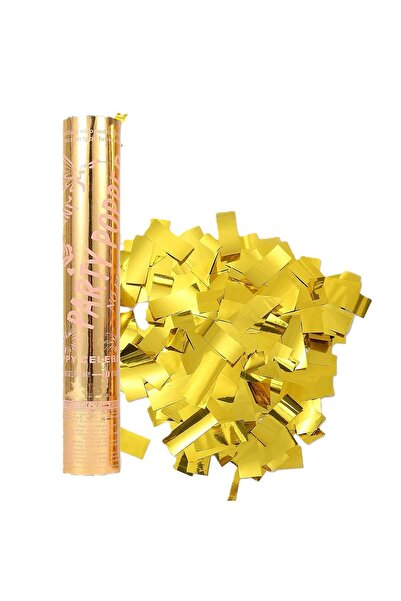 Flippy Σωλήνας κομφετί, Flippy, Party Popper, 30x5 εκ., Λαμπερό πυρίμαχο κομφετί, με περιστρεφόμενη απελευθέρωση, Χρυσό