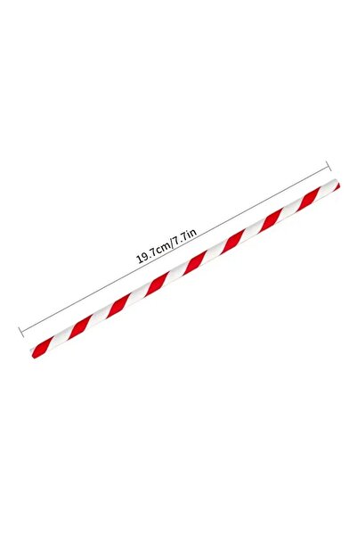 Flippy Set of 16 Paper Straws for Christmas Table, 19.7 cm, White-Red