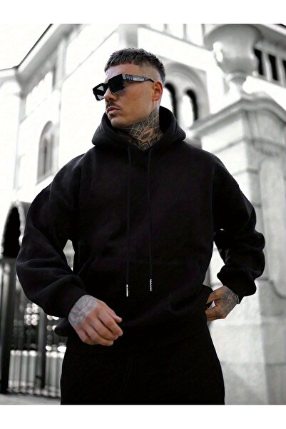 MODAVİBE سويت شيرت بقلنسوة وجيب على شكل كنغر للجنسين - قماش قطني بوليستر مزدو...