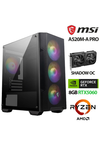 XASER Force X2 Ryzen 5 5600 32GB Ram 1TB M.2 NVMe SSD 8GB RTX5060 Masaüstü Oy...