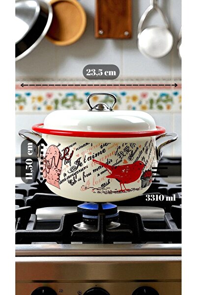 İnci Emaye No. 22 Enamel Pot, Serving, Food Camping, Picnic, Dowry