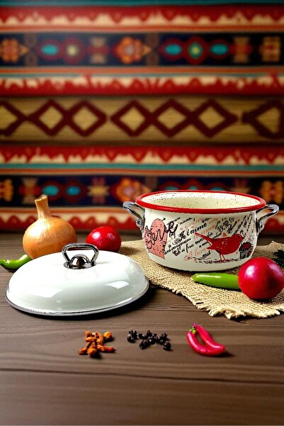 İnci Emaye No. 22 Enamel Pot, Serving, Food Camping, Picnic, Dowry