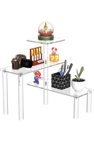 Slasa منظم سطح الطاولة ذو الزوايا الشفافة (30×30×31.5 سم) – رف تخزين أكريليك ...