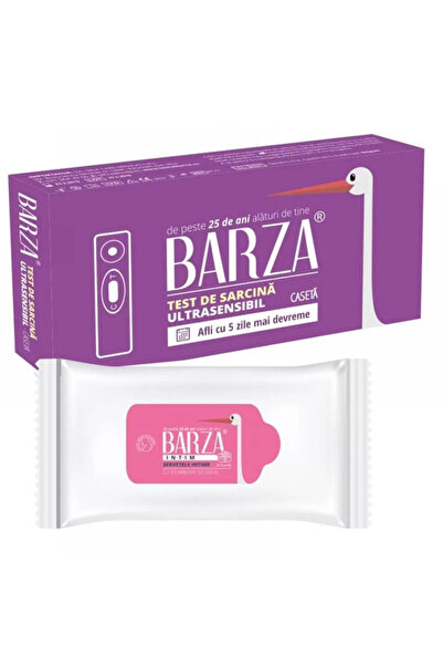 Barza Test de sarcina ultrasensibil caseta, 1 bucata + servetele intime cadou,