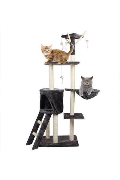 KidLe Multi-layer Cat Tree House Cat Scratching Post With Hanging Toy Cat Play Sleep Activity