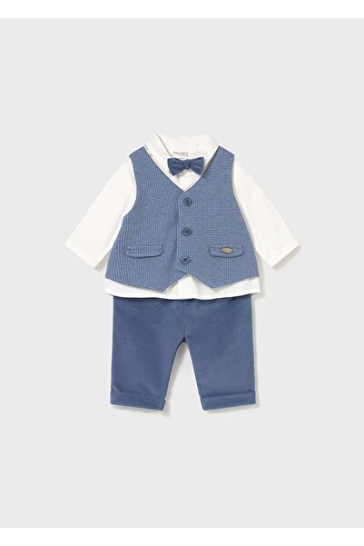 MAYORAL Baby Boy Vest Blouse and Pants Set Blue