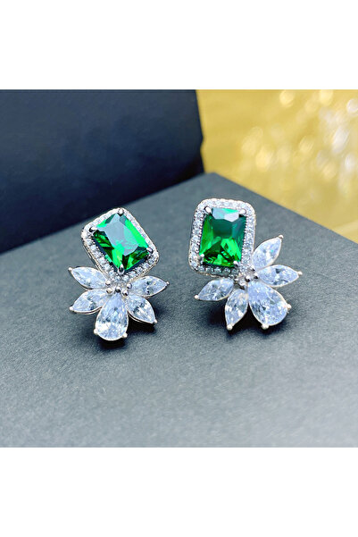 Choice أقراط هويتان الفاخرة المرصعة بالزركونيا المكعبة باللونين الأخضر والأبي...