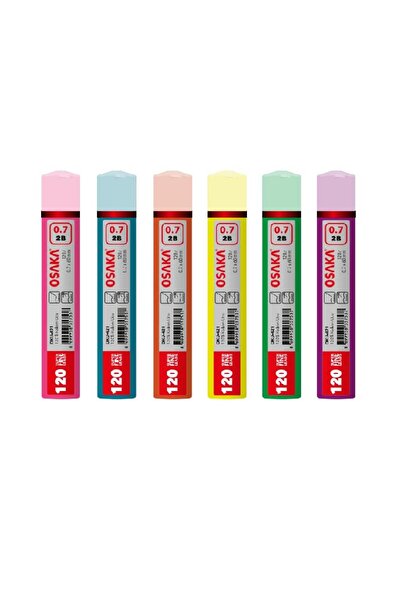 Osaka 2B 60 mm 0.7 Kalem Ucu 720 Adet Kalem Ucu ( 6 Tüp 120 li ) Neon Renkler