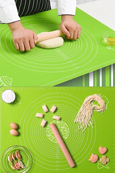 Deco Elit سجادة لف العجين من السيليكون مقاس كبير 50x40 سم مع مقياس لفائف العج...