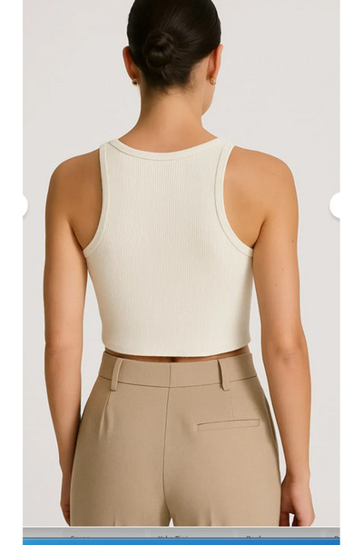 greymoda Women's Ribbed Tank Top Crop Short