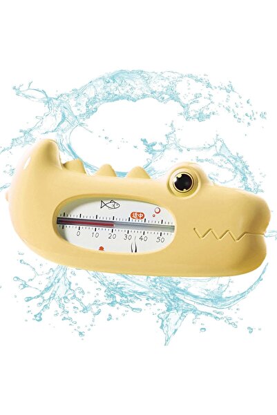 Flippy Bath Thermometer, Floating, Waterproof, Multifunctional, Crocodile Model, 12.5x6.5x3.7 cm, Ye
