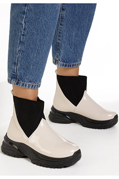 B T Shoes Γυναικεία μποτάκια μπεζ Ersa