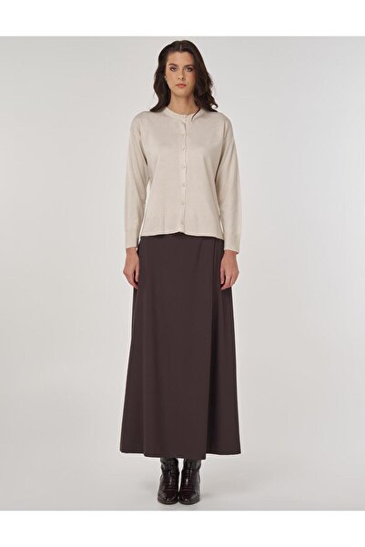 Kayra Cardigan cu detaliu cu nasturi, cu guler cămașă, ecru