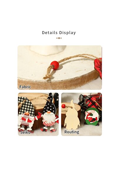 Flippy Set of 9 Wooden Christmas Ornaments (Flippy) with Hanging String - Santa, Various Sizes, 3 Designs,