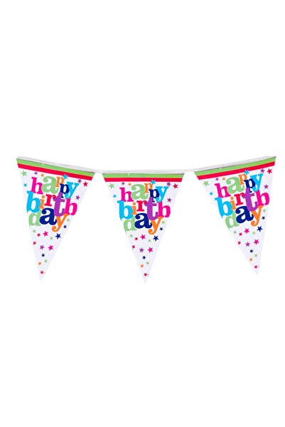 Flippy Set of 10 Banner Flags Flippy, Happy Birthday Collection, 270 cm, Crepe Paper, Multicolor