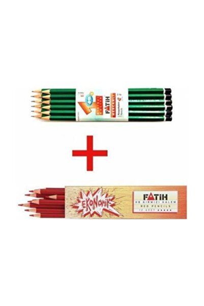 Fatih Kırmızı Kalem Kurşun Kalem 12 Adet Set
