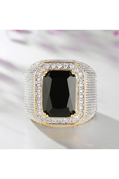 Choice خاتم زفاف فاخر للنساء من هويتان، مرصع بالزركونيا المكعبة الزرقاء/السود...