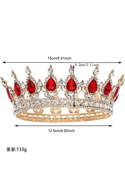 Flippy Alloy Tiara with Crystals Hair Accessory, Red/White, 15 x 5.3 x 12.5 cm