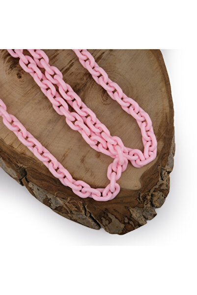 Prestij Boncuk Geantă cu lanț din plastic roz și lanț pentru accesorii