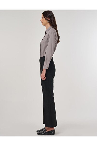 Kayra Flare Fit Süet Pantolon Siyah
