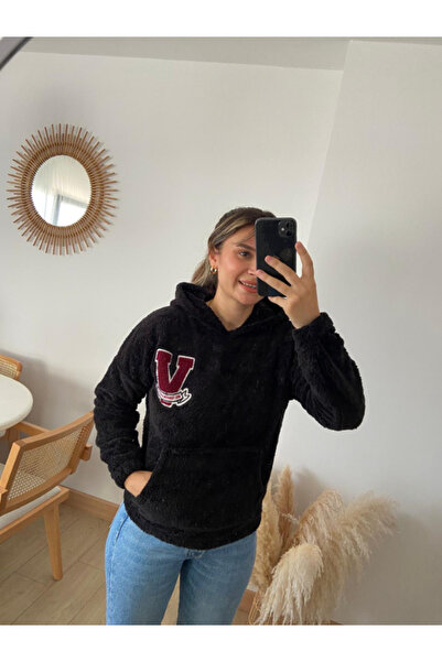 KADIN Kapüşonlu Peluş Sweatshirt