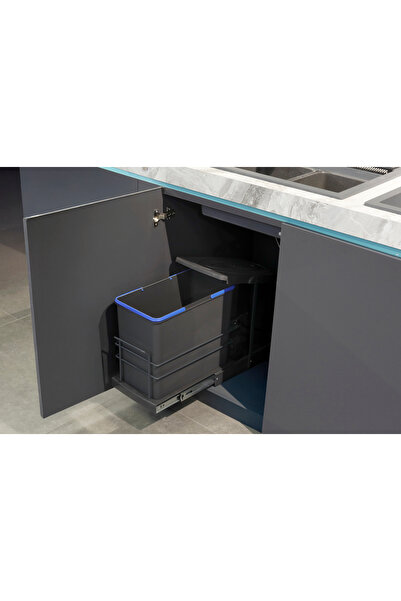 Pyramith P9157 TELESKOPİK RAYLI ÇÖP KOVASI 24LT ANTRASİT