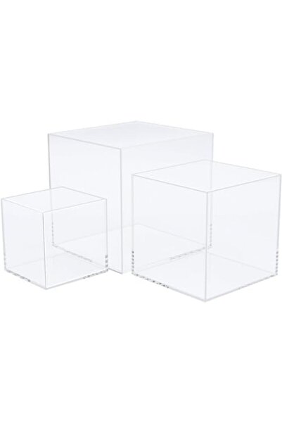 Slasa صناديق عرض أكريليك شفافة من 3 قطع - رافعات مكعبة خماسية الجوانب (5 بوصة...