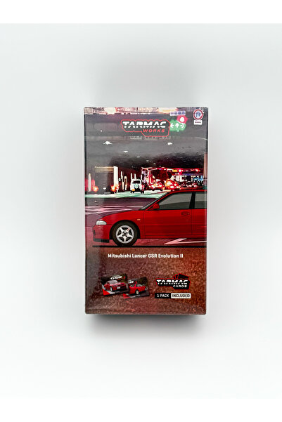 Tarmac Works Tarmac Wor 1/64 Mitsubishi Lancer GSR Evolution II roșu cu carduri Tarmac