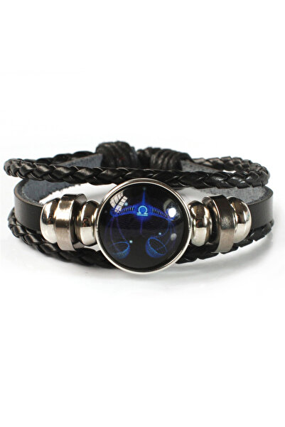 Choice YA0722-8-الميزان 12 علامة زودياك سحر كوكبة سوار مضيء للرجال أزياء متعددة الطبقات النسيج