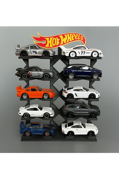 Plasfire 1/64 oyuncak araba sergileme standı 10 adet araçlıktır.