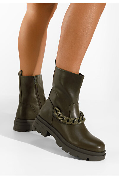 B T Shoes Zelené dámské kotníkové boty Amonda