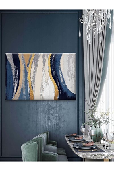 ESLEM MAVİ GOLD ZEBRA DESEN KANVAS TABLO