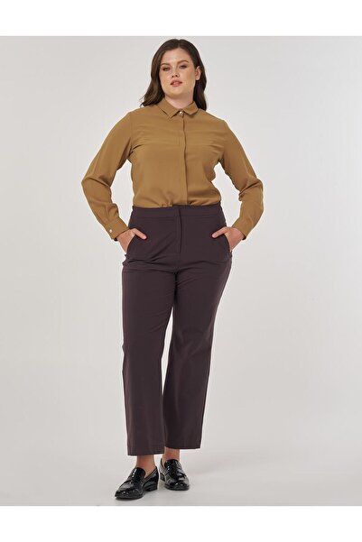 Kayra High Waist Wide Leg Pants Dark Brown