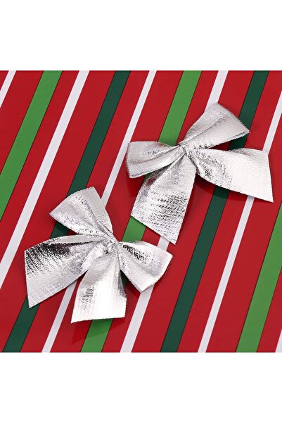 Flippy Σετ 12 φιογκάκια για χριστουγεννιάτικο δέντρο, Flippy, 5,5 cm, πολυεστέρας, ασημί