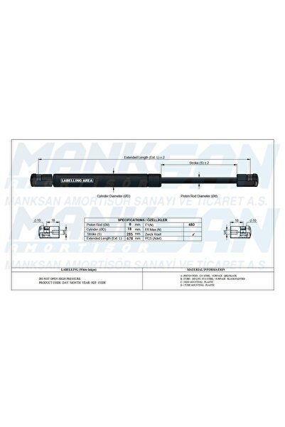 MANKSAN FORD TOURNEO CONNECT 02>13 Bagaj Amortisörü Takım (Sağ-Sol) 4378216