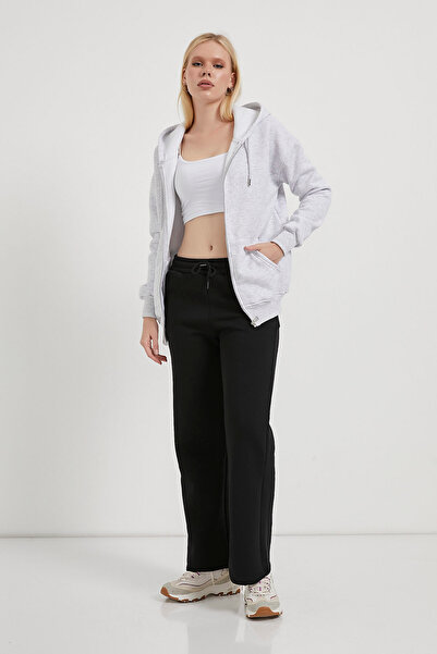 Arma Life Γυναικείο φούτερ με φερμουάρ και κουκούλα σε γκρι χρώμα oversize