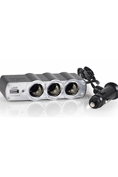 MEGAHAWK Araç Içi 3'lü Çakmaklık Çoğaltıcı Usb Çıkışlı 12v (3 Girişli Çakmaklık)