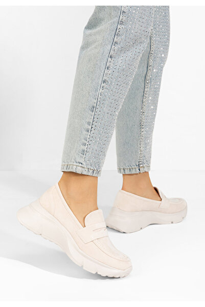 B T Shoes Almata V2 beige platform loafers